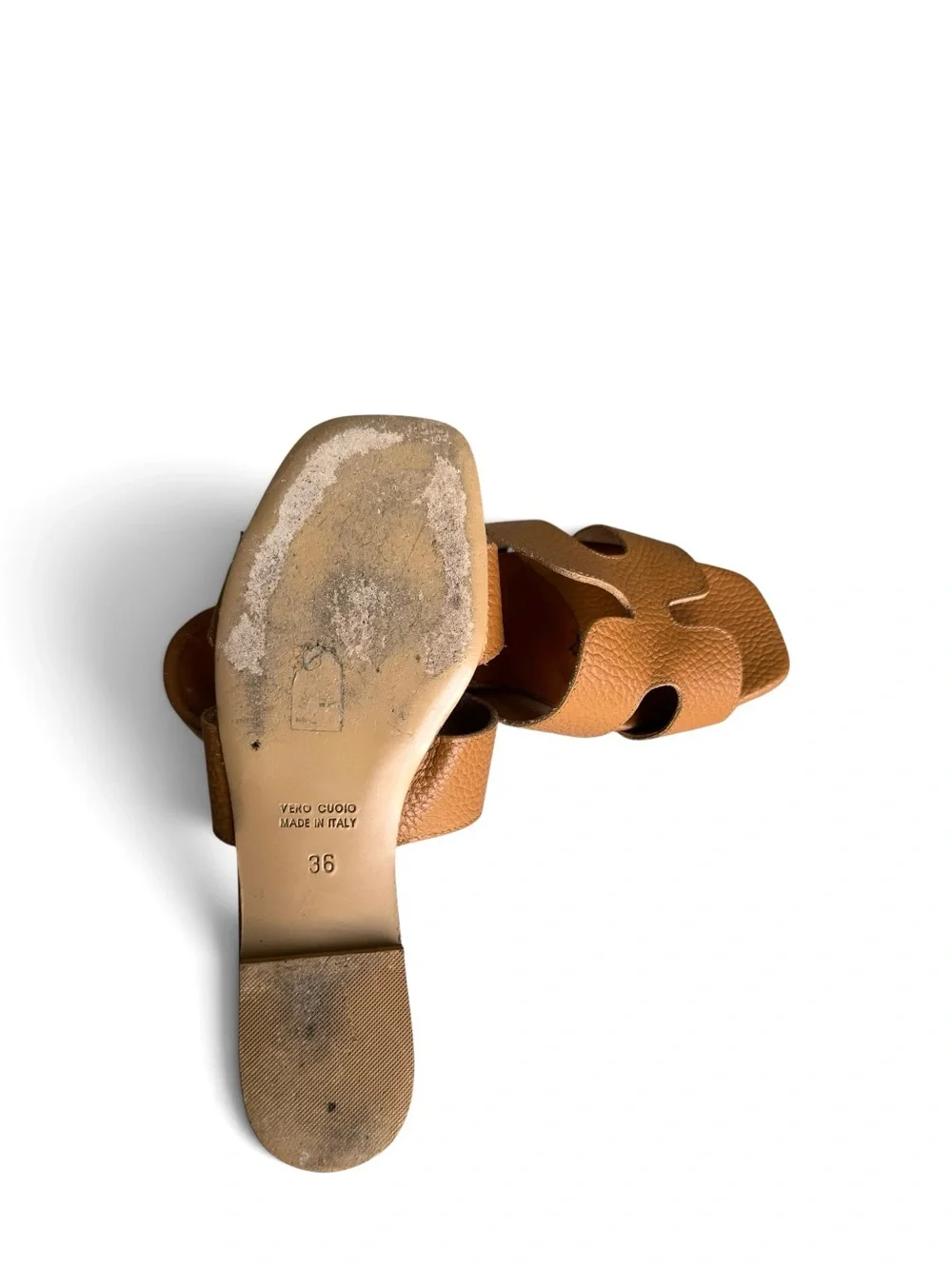 Oran Style Sandals Tan Leather Italian Slides by Moda Positanos - Picture 11 of 11
